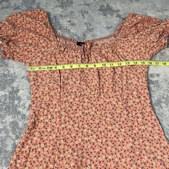 New Look Ditsy Floral Mini Dress Peach ASO Sweet Magnolias Sz 8 - Picture 13 of 15